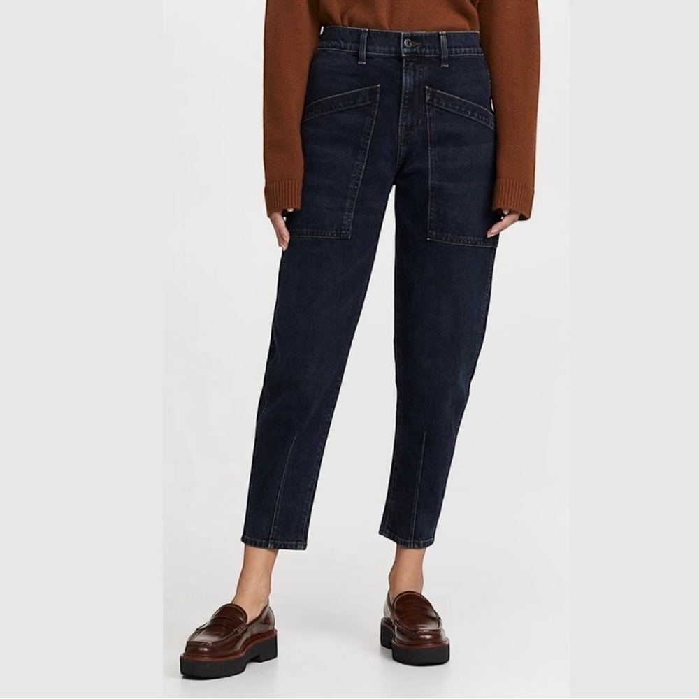 Veronica Beard Charlie Barrel Leg High Rise  in Dark Ink 30‎